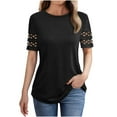 thumbnail image 2 of Fanxing Womens Tops Tunic Short Sleeve Crew Neck Shirts Casual Soft Blouse Black,XL, 2 of 5