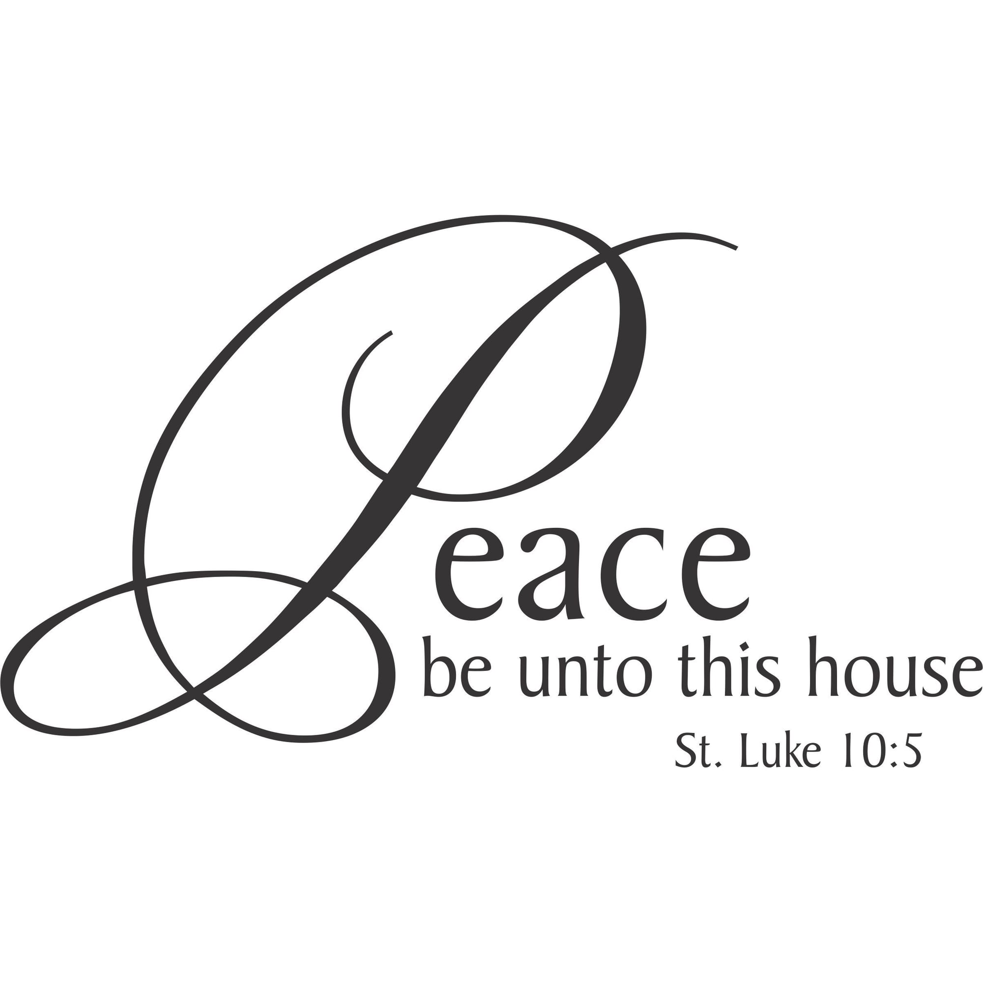 Bible Verse Phrase Vinyl Wall Art Decal | Peace Be Unto This House - St Luke 10 : 5 | 14" x 20" DIY Stick And Peel Bedroom Living Room Decoration Adhesive Sticker | Black