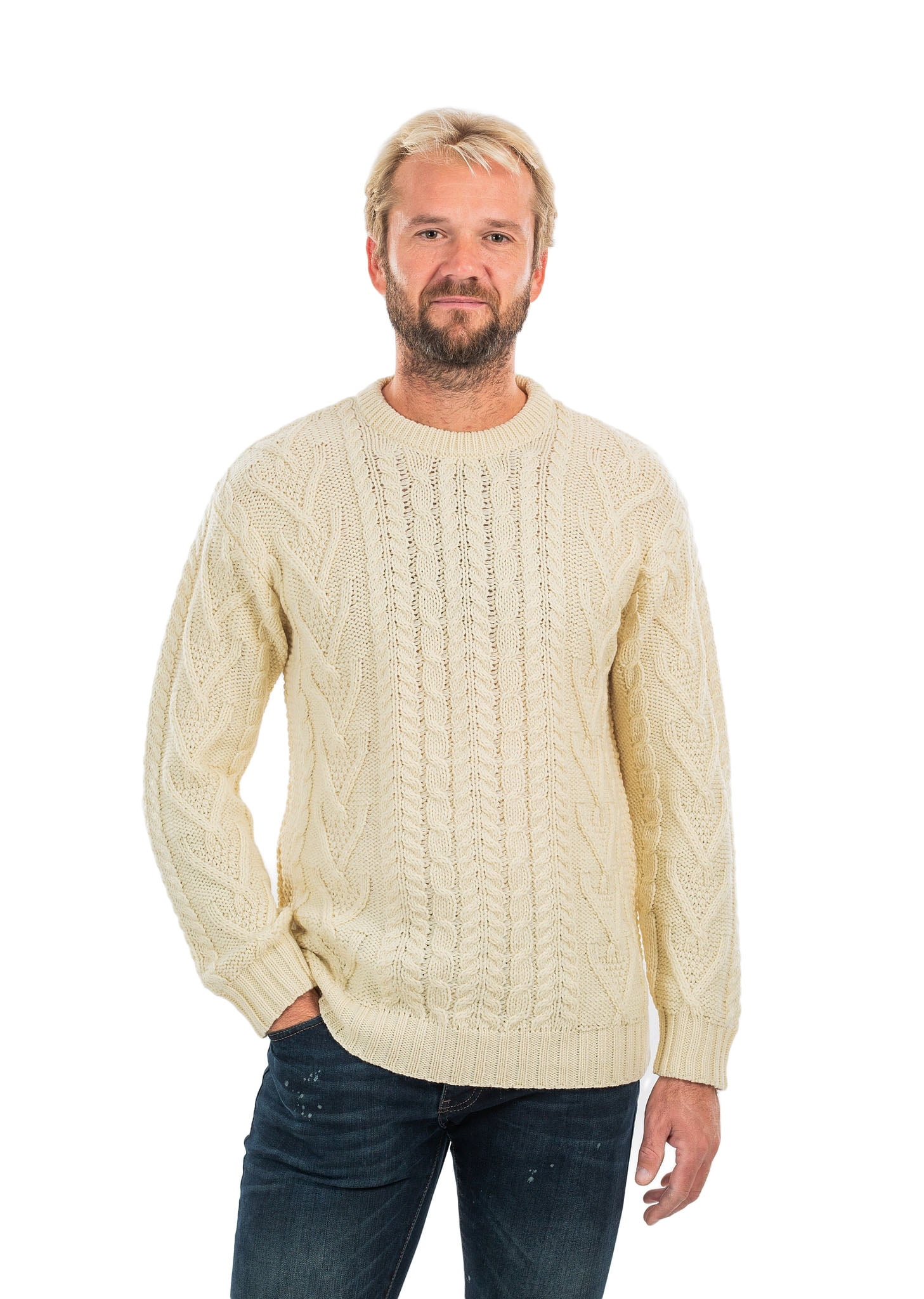 SAOL  SAOL Irish Fisherman Sweater for Men 100 Merino 