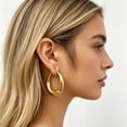 thumbnail image 5 of SFTING Hoop Earrings for Women 43MM Chunky Teardrop Silver Plated Yellow Classic Hypoallergenic Jewelry Anniversary Gift for Her, 5 of 6