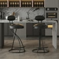 thumbnail image 3 of Round Bar Stools Set of 2 27 Inch Modern Counter Height Barstools Velvet Armless Barstools with Back Upholstered Bar Chairs Dining Chair Stools Kitchen Island Stools,Black, 3 of 8