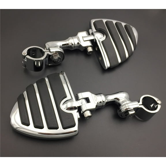 HTT-MOTOR Chrome Short Angled Adjustable Peg Mounting Kit U Shape Foot Peg For Honda GoldWing VTX1300 Shadow Valkyrie Triumph Rocket with 1-1/2 inch 1.5" Front Engine Guard Frame Tube