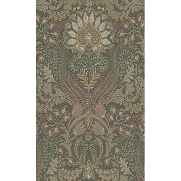 Burnt Orange Bold Paisley Design Metallic Damask Wallpaper R8437