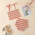 thumbnail image 3 of Fesfesfes Newborn Infant Baby Girls Camisol Vest Rainbow Striped Tops+Bowknot Shorts Set, 3 of 9