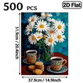 thumbnail image 3 of 500 pieces of vertical paper jigsaw puzzle - Coffee Time beside the fresh daisies, size 15 x 20.5 inches., 3 of 10