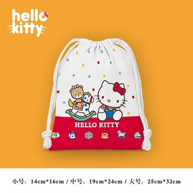 Pochacco Drawstring Pocket Storage Bag Cute Sanrio Cartoon Print Waterproof Ladies Girl Portable Folding Bag Drawstring Bag Gift
