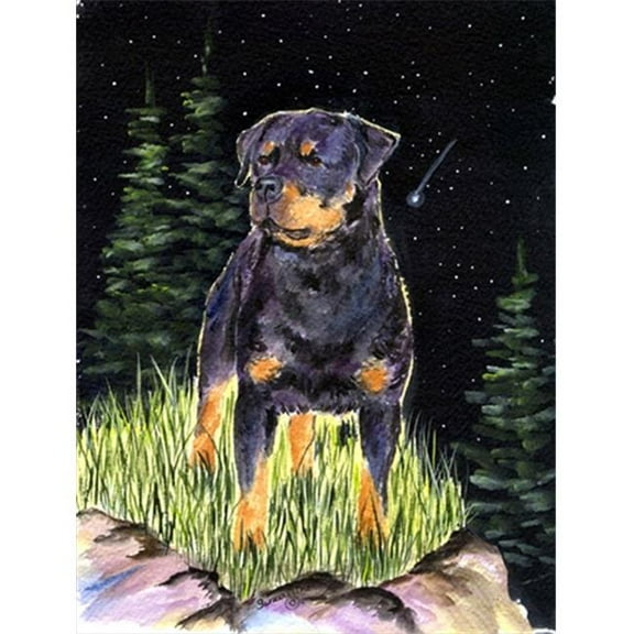 Starry Night Rottweiler Canvas Flag - House Size, 28 x 40 in.