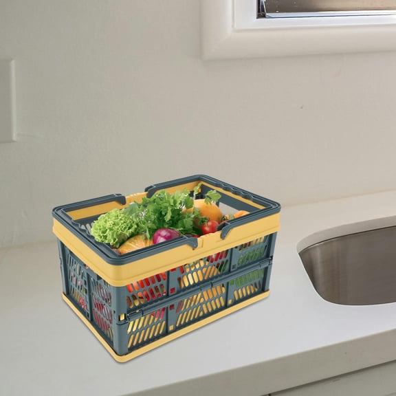 FELTECHELECTR 1Pcs Yellow Plastic Storage Basket for Organizing and Camping 11.8x7.9x6.1in