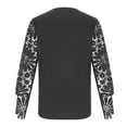 thumbnail image 5 of Luxalzxs Tops for Women Trendy V-Neck Lace Patchwork Long Sleeve Pullover Tops Shirts Solid Color Hollowed Out Loose Blouses T-Shirts, 5 of 7