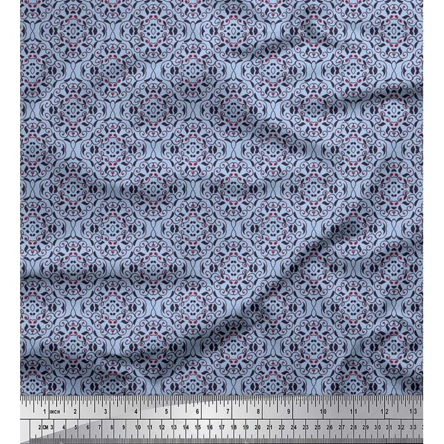 Soimoi Tissu Satin Modal Tourbillon Petit Imprimé Tissu au Mètre 42 Pouces de Large