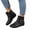 Black, variant on Women's Flat Ankle Boots, Round Toe Side Zipper Booties with Metal Buckle Detail Chelsea Boots