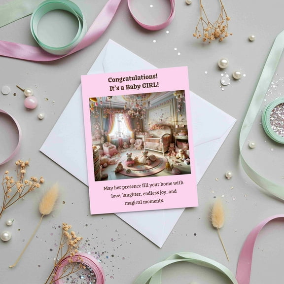 It's A Girl, Baby Shower Greeting Card, Baby girl