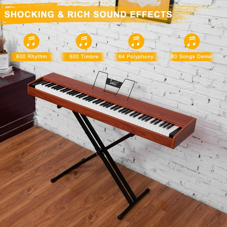 Donner DDP-80 PLUS Digital Piano 88 Key Weighted Keyboard, Home Electric  Piano, Supports USB-MIDI & Headphones Connection, Semi-open Cover Designed