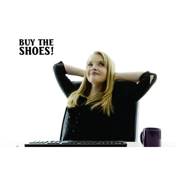 The Shoes Shopping Ladies Fashion Girls Room Unicorn Pony Princess Crown Sparkle Lama Magical Holiday Gift Decorating Ideas Girl Boy Bedroom Wall Decal Sticker - Size: 12 Inch x 22 Inch