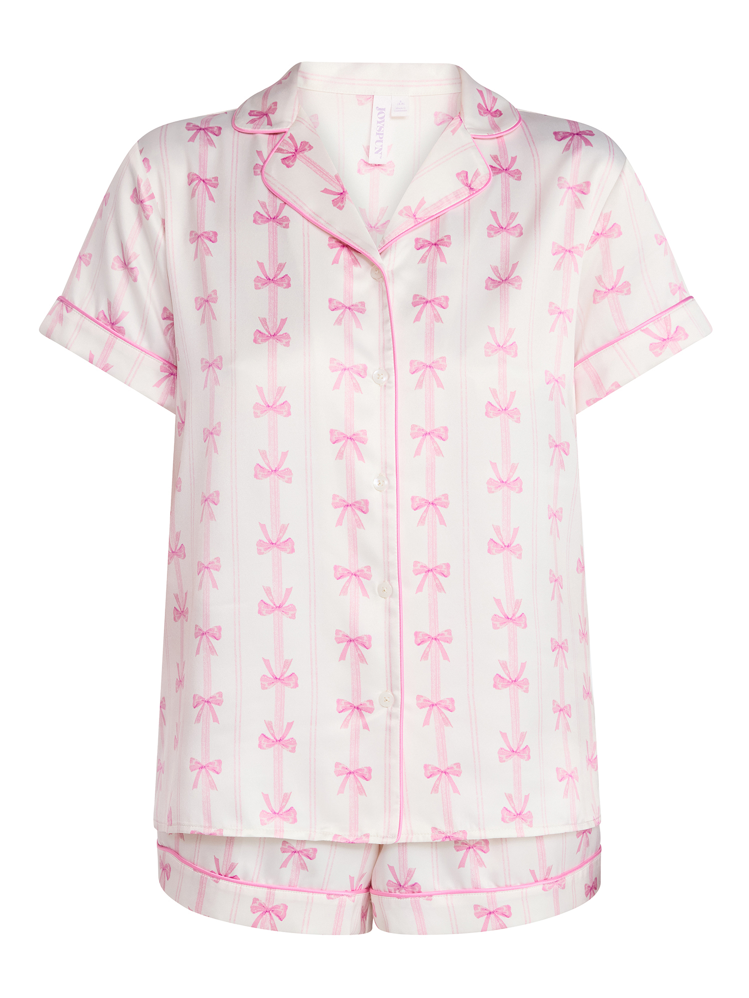 Joyspun Women’s Stretch Satin Short Sleeve Top and Shorts Pajama Set, Sizes XS-3X