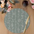 thumbnail image 3 of Sage Green Round 13 Inch Placemats Set of 4, Vintage Minimalist Lines Abstract Art HeatResistant Non Slip Place Mats for Dining Table, Wipeable Braided Kitchen Table Mats for Housewarming, 3 of 9