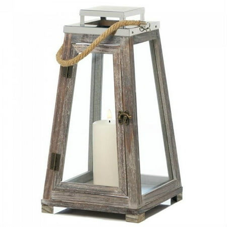 rope wooden pyramid lantern candle handle stainless steel glass wood rustic door light skb via brand