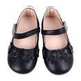 thumbnail image 1 of Zapatos de cuero de PU para niños, zapatos de vestir planos cómodos con suela suave y flores a la moda para fiestas, bailes, espectáculos, color negro 23, 1 of 15
