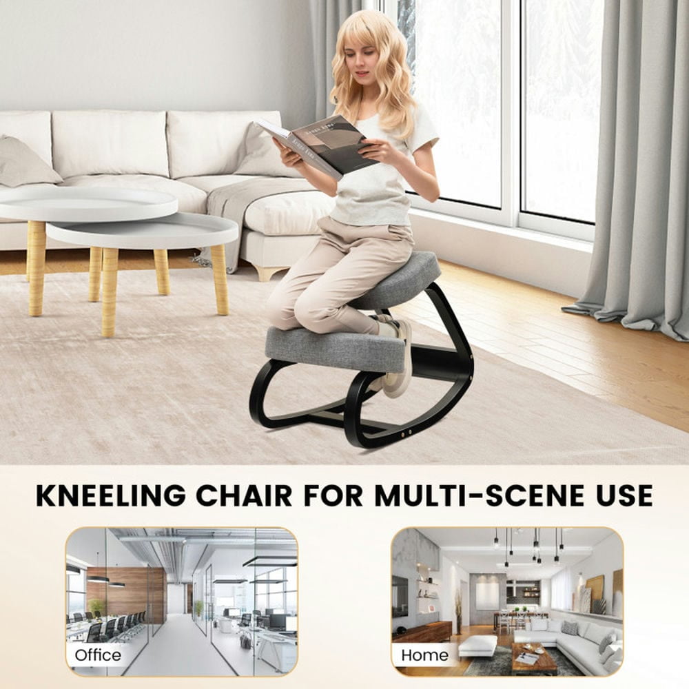 Spaco Rocking Ergonomic Kneeling Chair with Padded Cushion for Home Office-Gray, Home Office Computer Desk Chair, Ergonomic Office Chair for Bedroom,Study