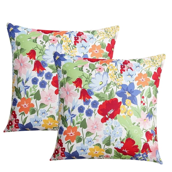 Outdoor Waterproof Pillow Covers 18X18 Set of 2 Floral Outdoor Patio Cushion Covers for Patio Furniture Porch and Garden