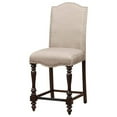 thumbnail image 3 of Benzara Fabric Seat Counter Height Chair with Turned Legs, Set of 2,Brown and Beige-Color:Antique Cherry, 3 of 4
