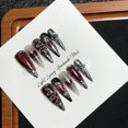 thumbnail image 3 of Long pointed new fashionable versatile red cat's eye snake year European and American dark goth color matching pure hand-worn armor, 3 of 7