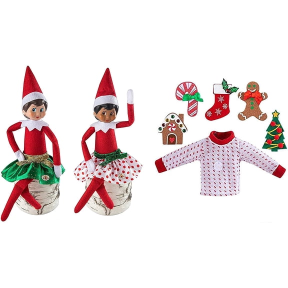 The Elf on the Shelf Outfit Pack - Party Skirt Pair and Switcheroo Sweater - 2 Festive Sweaters and 6-in-1 Sweater Set