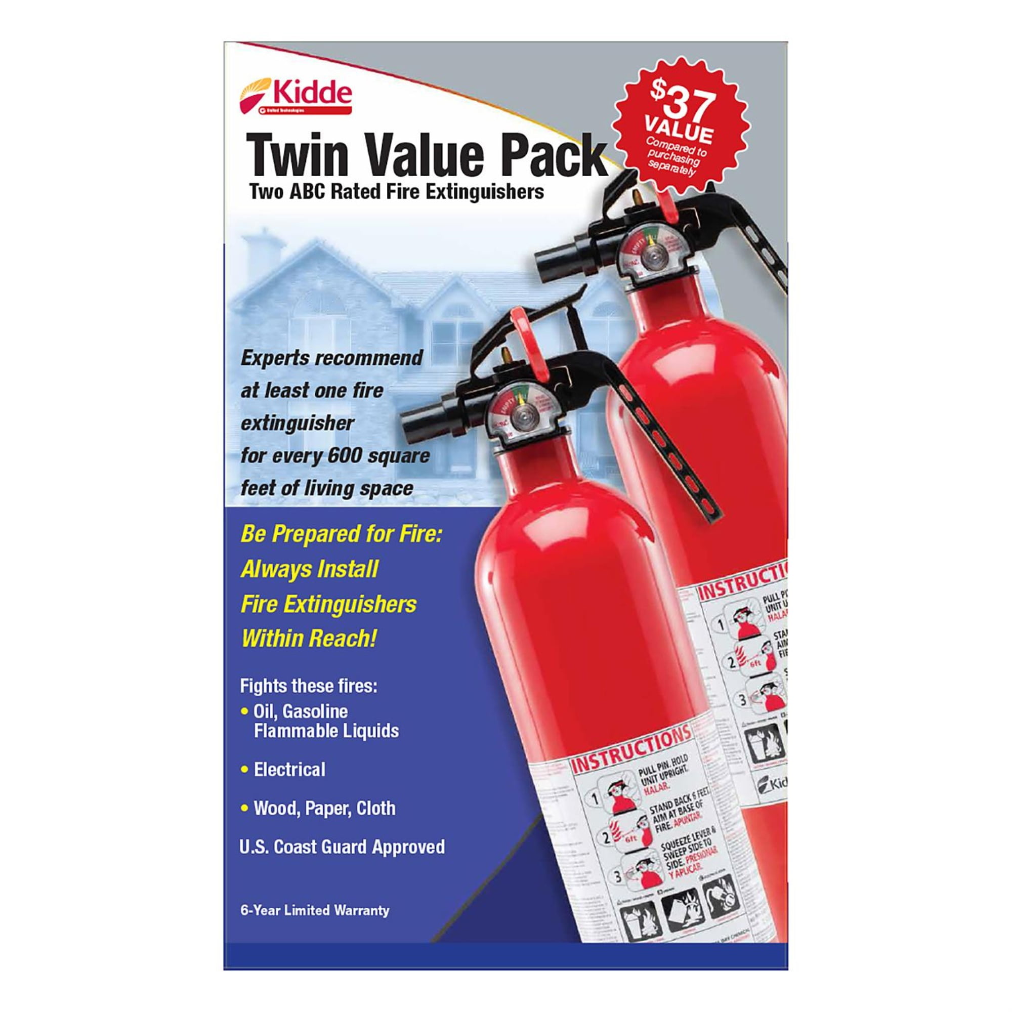 Kidde Twin Pack Fire Extinguisher Rated 1a10bc Wholesale, Cheap