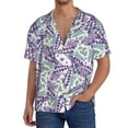 thumbnail image 3 of Wukai Lavender Flowers Men's Casual Short-Sleeve Button Down Shirt - Lightweight Summer Dress Shirt for Daily Wear-3X-Large, 3 of 7