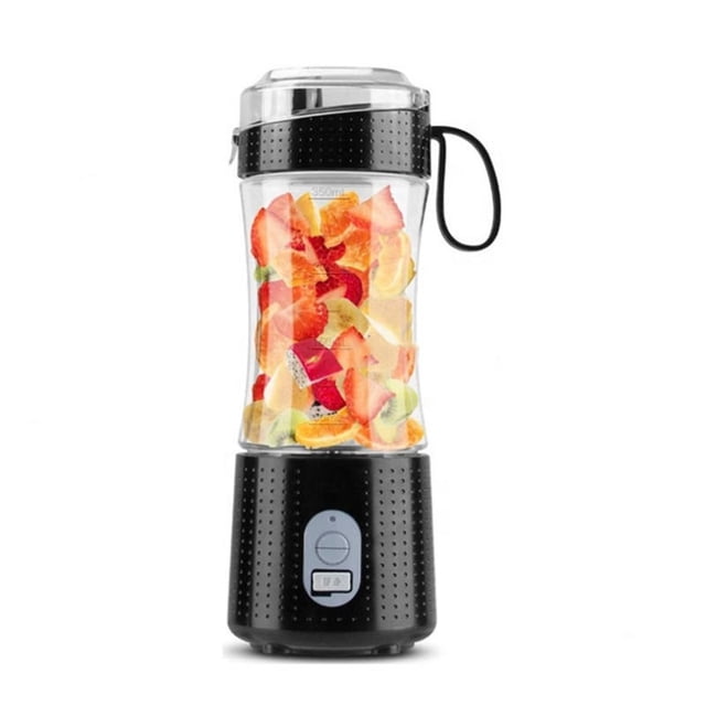 Licuadora personal, licuadoras portátiles, licuadora eléctrica de frutas, licuadora de jugo, recargable por USB, 6 cuchillas 3D para una mezcla excelente, 380 ml, color negro ER