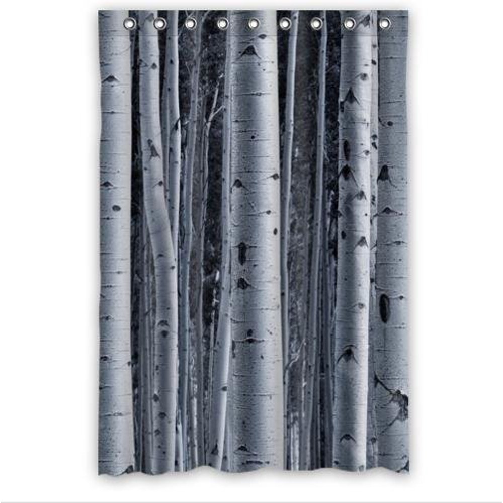 HelloDecor Birch Trees Shower Curtain Polyester Fabric Bathroom