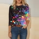 thumbnail image 3 of Xuyuer Mardi Gras Three Quarter Sleeves Shirts for Women Funny Mask Graphic Tee Carnival Round Neck Shirt New Orleans Party Round Neck Tops, 3 of 6