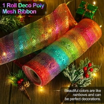 Rainbow Deco Mesh 10 Inch Rainbow Mesh Ribbon Fabric Mesh Roll Decorative Mesh Wreath Supplies for Birthday Rainbow Wreath Front Door Mesh Wreath
