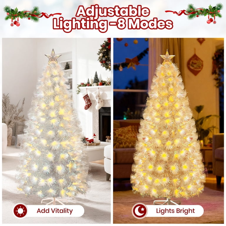 GVDV 4.5ft Pre-Lit Christmas Tree, White Artificial Christmas Tree