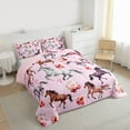thumbnail image 3 of Homewish Galloping Horse 3 Pieces Queen Comforter Set for Teens,Farmhouse Animal Ultra Soft Bedding Sets,Chic Flower Rose Bedding Comforter Set,Breathable Home Decor,Reversible, 3 of 8