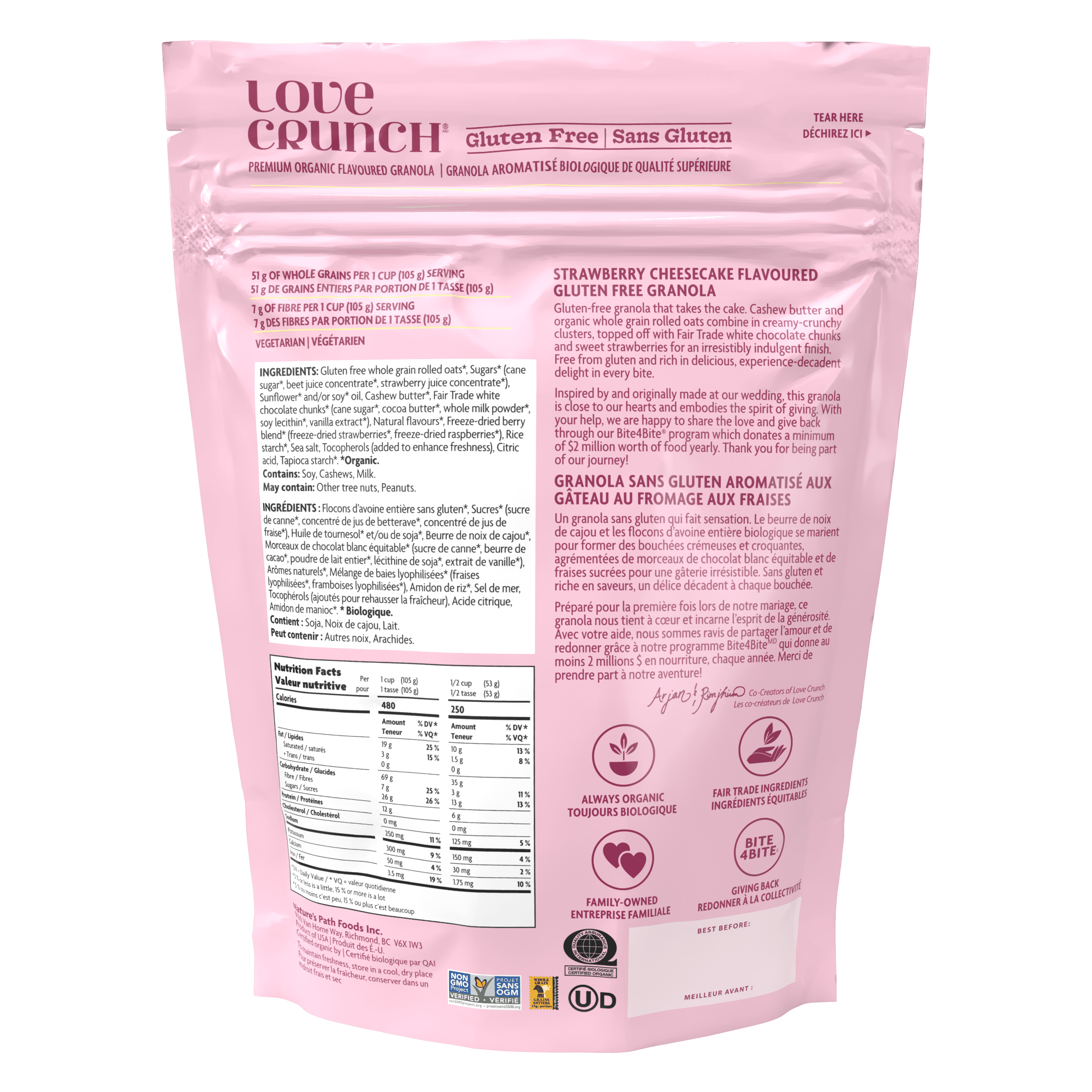 Love Crunch Organic Strawberry Cheesecake Gluten Free Granola 284g Pouch