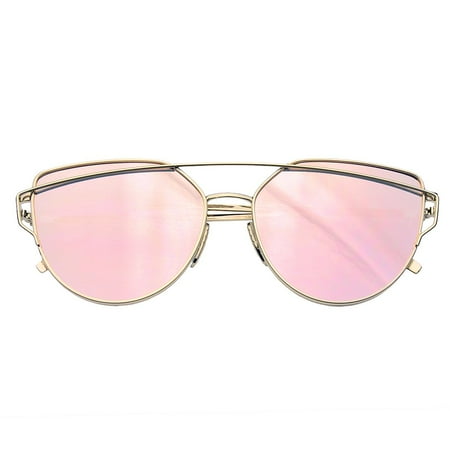 Vintage Oversized Fashion Sunglasses Emblem Eyewear - Womens Men Glasses Metal Flat Lens Vintage Fashion Mirrored Oversized Sunglasses ()