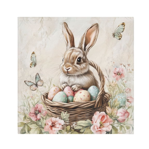 WOBOGO Brown Easter Bunny Cloth Napkins 1 Piece Soft Elegant Touch Durable Absorbent Quick Drying for Elegant Dining