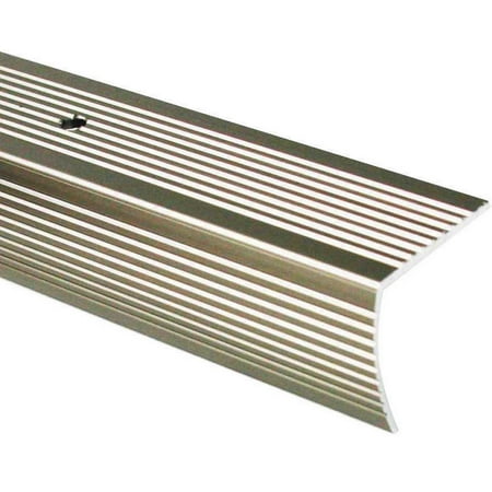 M-D 43880 Fluted Stair Edging, 72 in L x 1-1/8 in W x 1-1/8 in H, Aluminum, Pewter