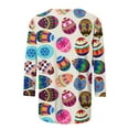 thumbnail image 5 of Daisyyozoid Chandail Amusant de Pâques pour Femmes, T-Shirt Décontracté à Imprimé d'Oeufs Colorés, Extérieur, Quotidien, Vacances, Manches 3/4, Col Ras du Cou, Vêtement, 5 of 5