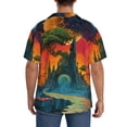 thumbnail image 3 of Sikiie Abstract Tree Castle Men's Wrinkle Free Untucked Cuban Shirt Business Casual Button Down Shirts Short Sleeve ShirtLarge, 3 of 5