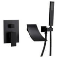 thumbnail image 2 of Wall Mount Bathroom Faucet Black Waterfall Basin Sink Bathtub Filler Mixer Tap, 2 of 13
