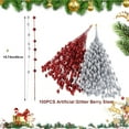 thumbnail image 2 of 100PCS Artificial Glitter Berry Stem Ornaments Artificial Berry Stem Picks Red and Silver Berries Branch Sprays for Home Decor DIY Crafts, 2 of 5