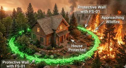 HOME PROTECTION - WILDFIRE SUPPRESSANT FS-01: Non-Toxic and Biodegradable Fire Suppressant