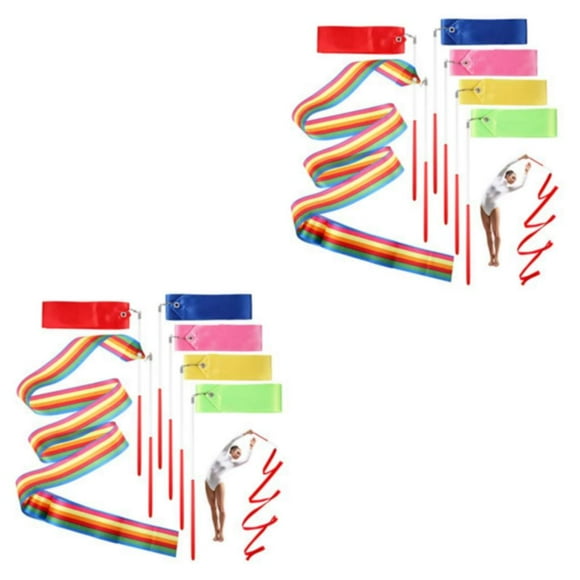 relayinert 6piece Easy Operation Satin Dance Ribbon For Smooth And Easy Grasping Performance Gymnastics Ribbon 2Set
