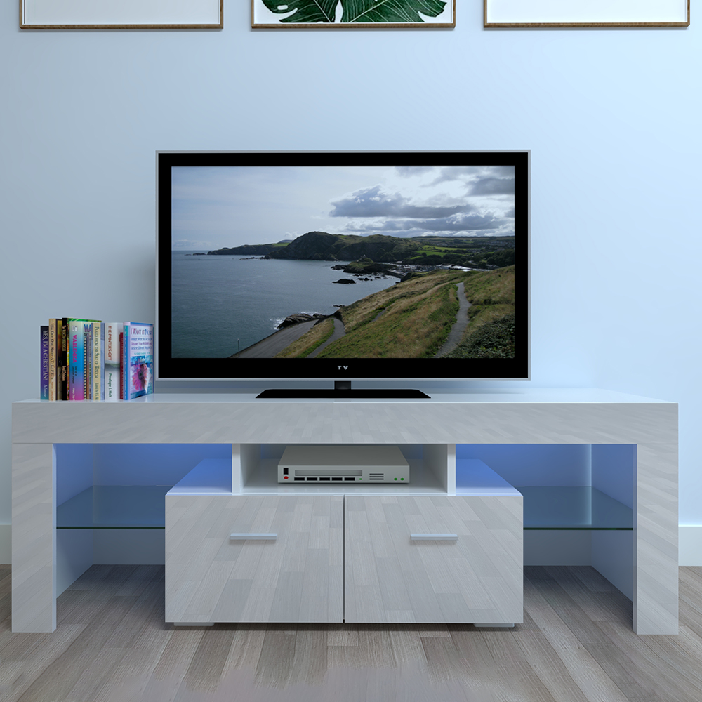 51 High Gloss Tv Stand Cabinet Console Unit Furniture Table Led Shelve 2 Drawer Black Tv Stands Entertainment Units Tv Stands Entertainment Units