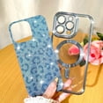 thumbnail image 3 of Magnetic Glitter for iPhone 15 Pro Max [ Compatible with MagSafe ], Luxury Leopard Print Pattern Plating Bling Clear Case,Camera Protection Sparkly Slim Soft Back Cover for Women Girls,Blue, 3 of 12