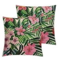 thumbnail image 2 of COMIO Tropical Throw Pillow Covers Tropical Leaves&amp;Flowers with Parrot Flamingo Bird Pattern Home Decorative Cushion Covers Pillowcase White, 2 of 6
