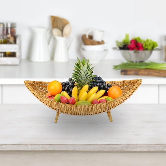Toyandona Kitchen Storage Basket with Imitation Rattan Design for Household Countertop Organization