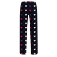 thumbnail image 3 of BLTIBY Women Valentine's Day Pajama Pant Autumn Spring Love Printed Comfy Lounge Wide Leg Fashion Casual Stretch Palazzo Pj Bottoms Trousers with Pockets Black 2 S, 3 of 4